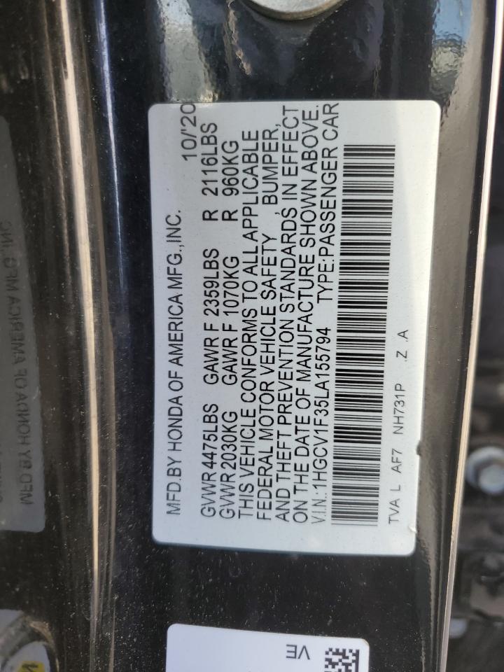 1HGCV1F35LA155794 HONDA ACCORD 2020