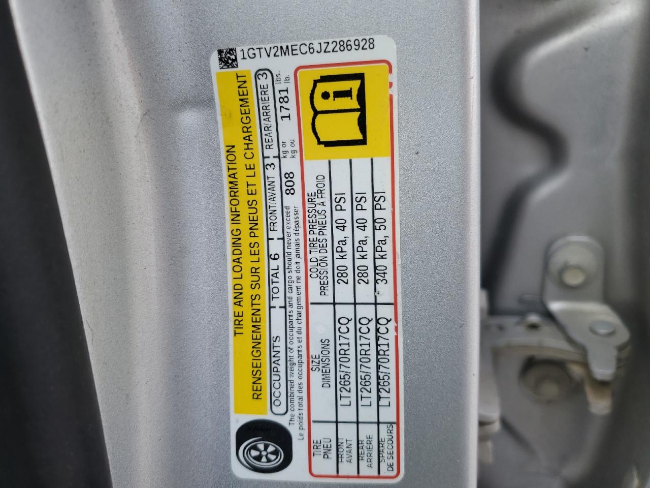 1GTV2MEC6JZ286928 GMC SIERRA 2018