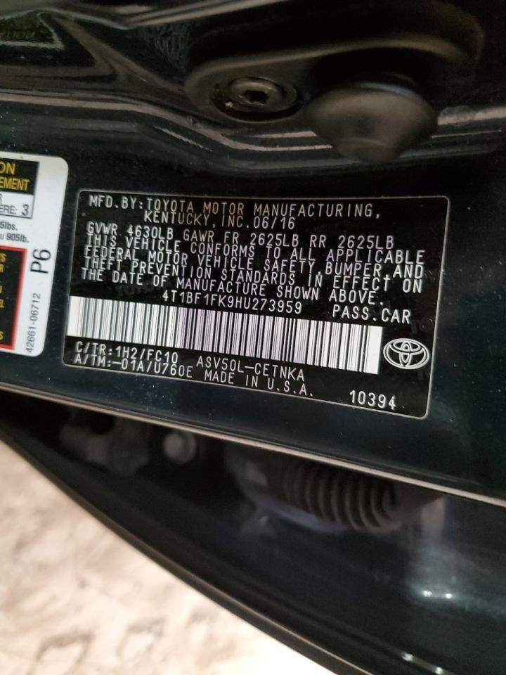 4T1BF1FK9HU273959 TOYOTA CAMRY 2017