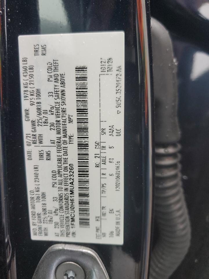 1FMCU0H61MUA23260 FORD ESCAPE 2021