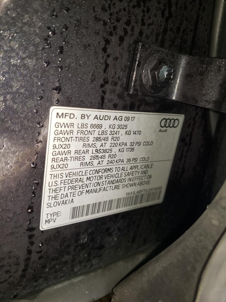 2018 Audi Q7 Premium Plus VIN: WA1LABF72JD013055 Lot: 47406865