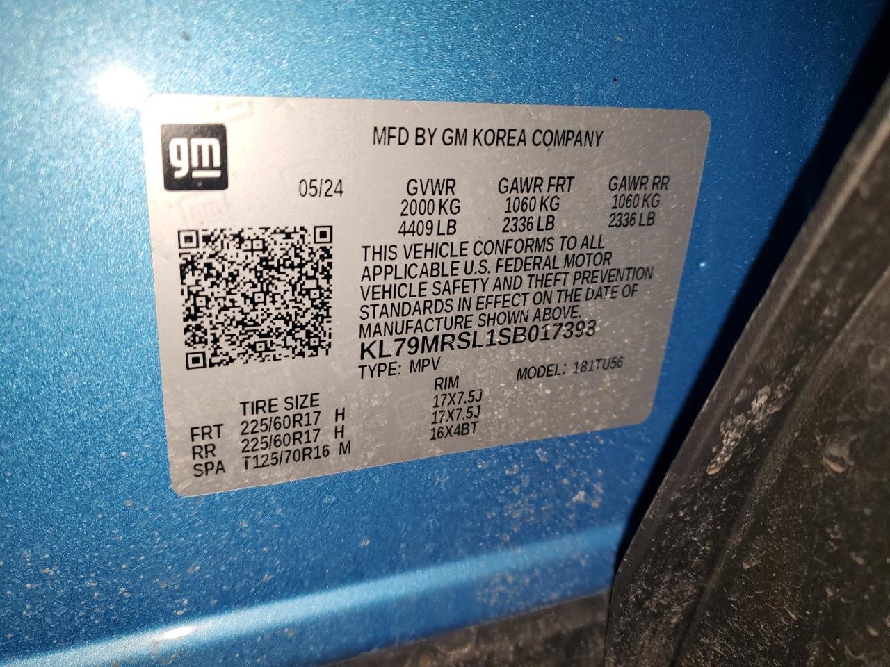 KL79MRSL1SB017398 CHEVROLET TRAILBLZR 2025