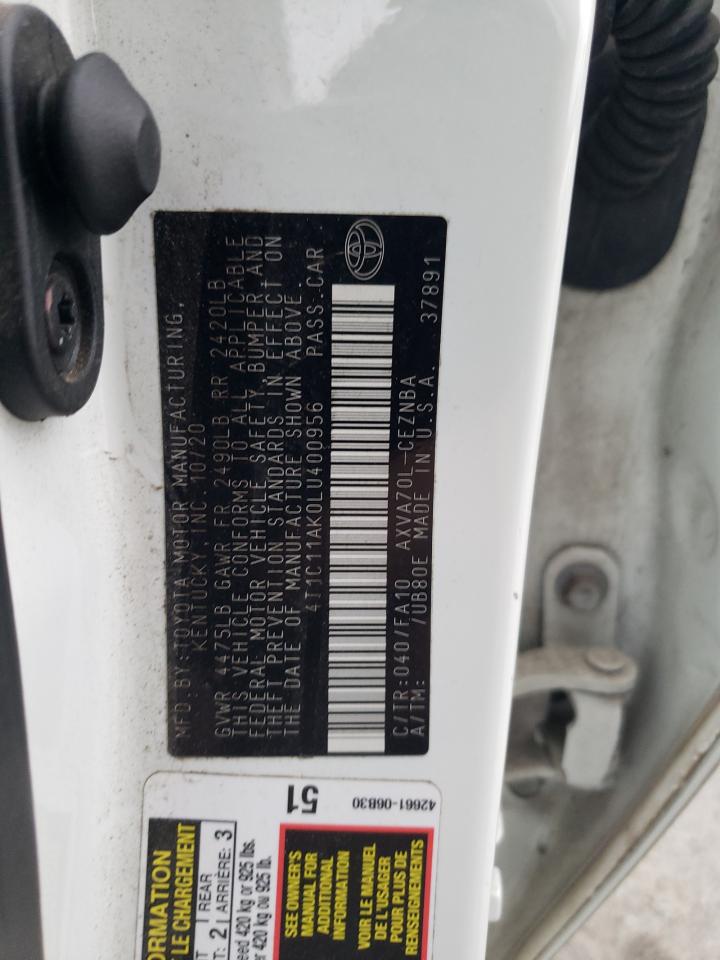 4T1C11AK0LU400956 TOYOTA CAMRY 2020