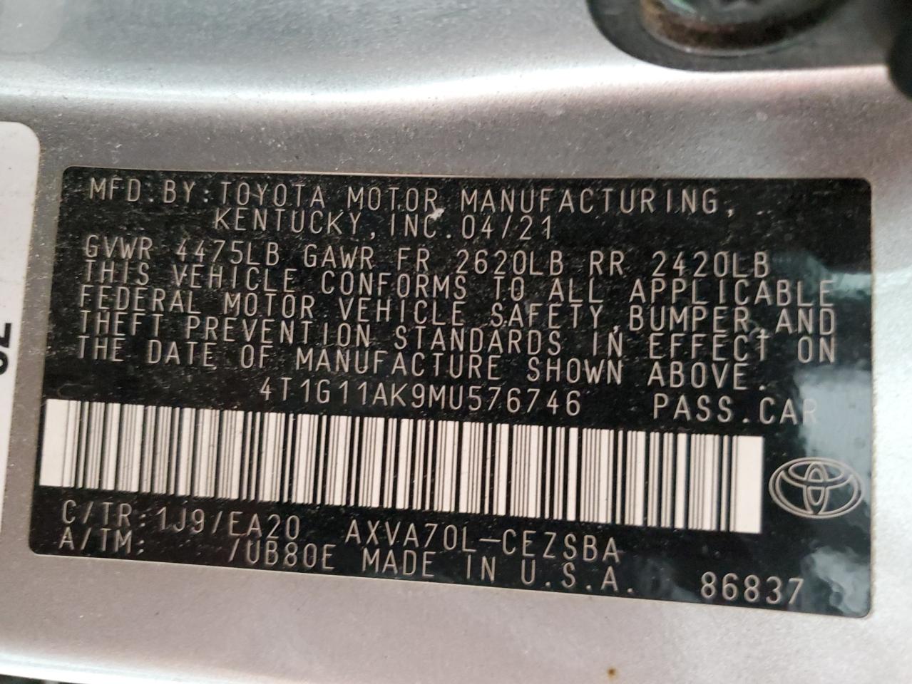 2021 Toyota Camry - Image 12