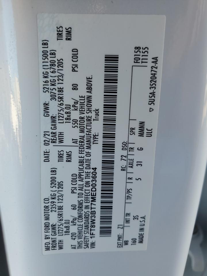 1FT8W3BT7MED03604 FORD F350 2021