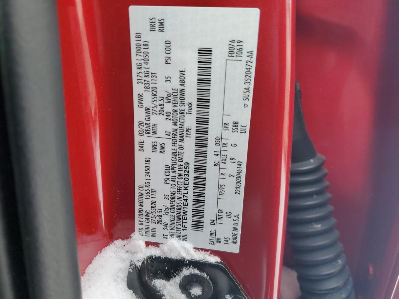 1FTEW1E47LKE03259 FORD F-150 2020