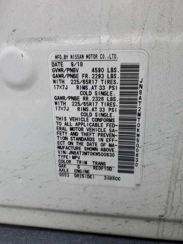 JN8AT2MT0KW500630 NISSAN ROGUE 2019