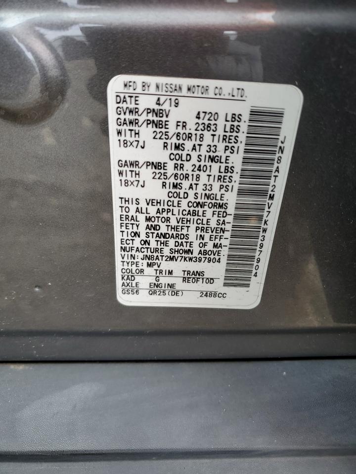 JN8AT2MV7KW397904 NISSAN ROGUE 2019