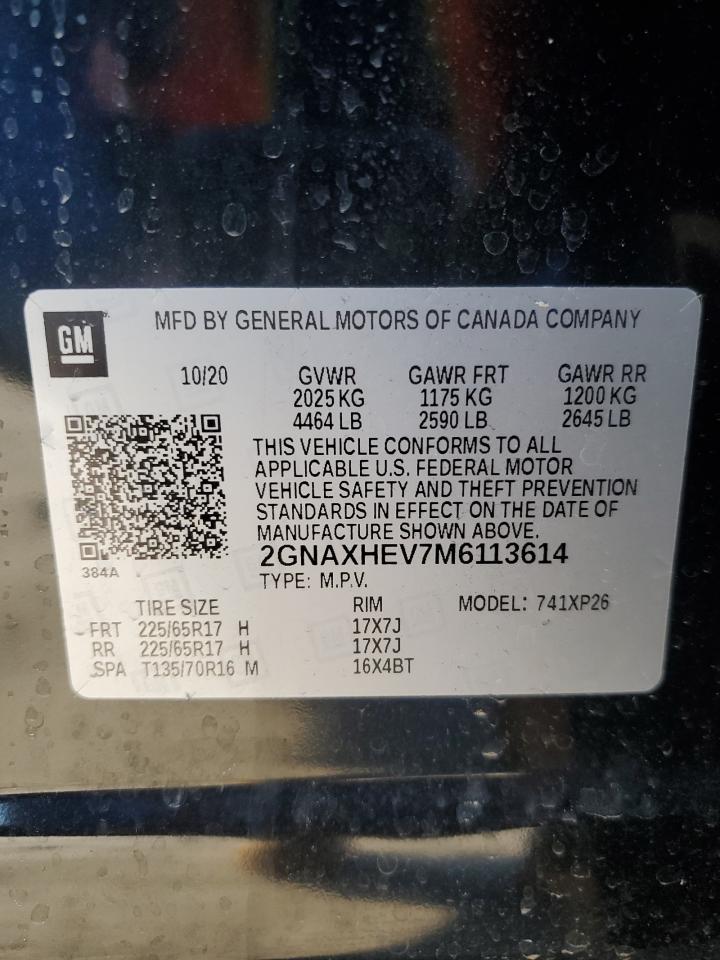 2GNAXHEV7M6113614 CHEVROLET EQUINOX 2021