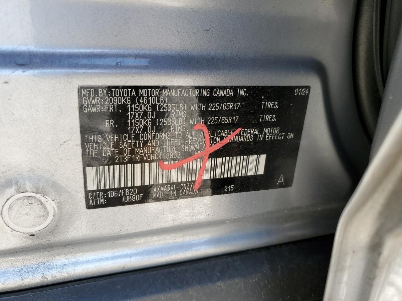 2T3F1RFV0RC419863 TOYOTA RAV4 2024