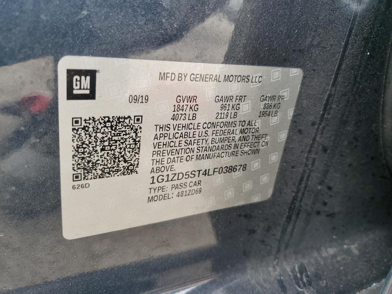 1G1ZD5ST4LF038678 CHEVROLET MALIBU 2020