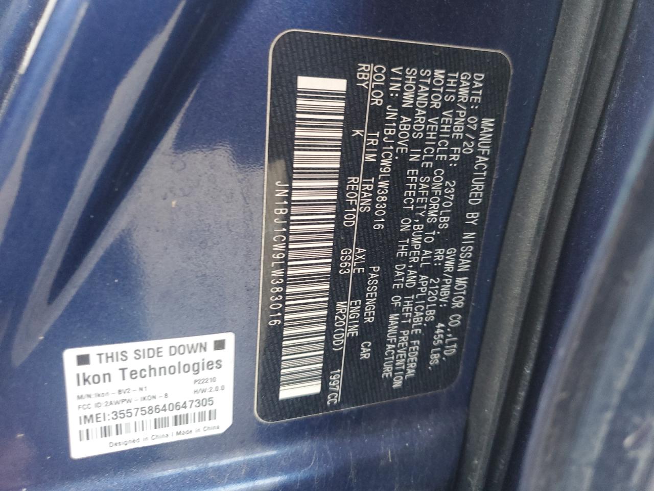 JN1BJ1CW9LW383016 NISSAN ROGUE 2020