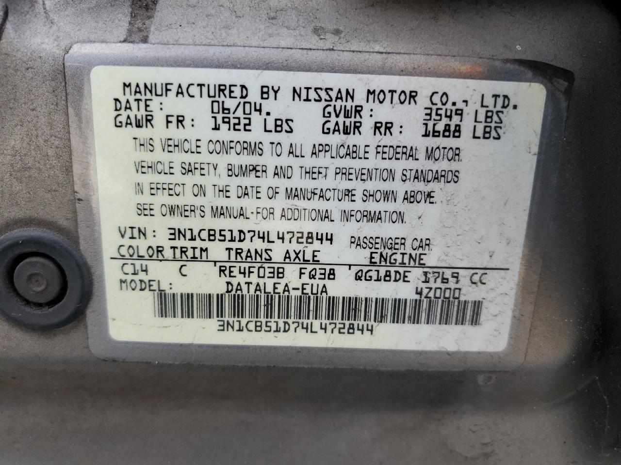 2004 Nissan Sentra - Image 12