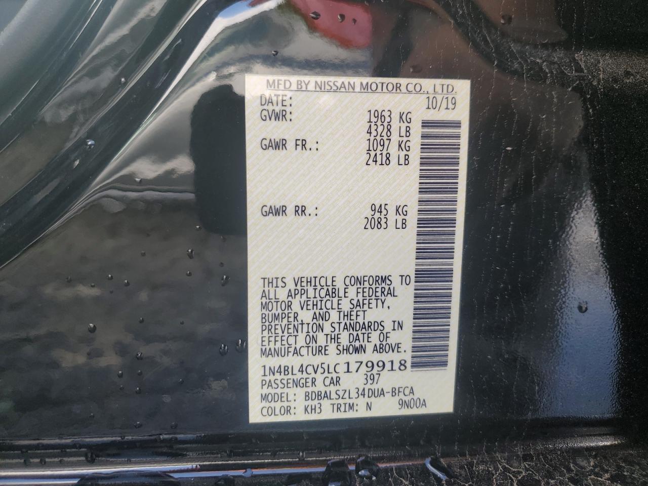 1N4BL4CV5LC179918 NISSAN ALTIMA 2020