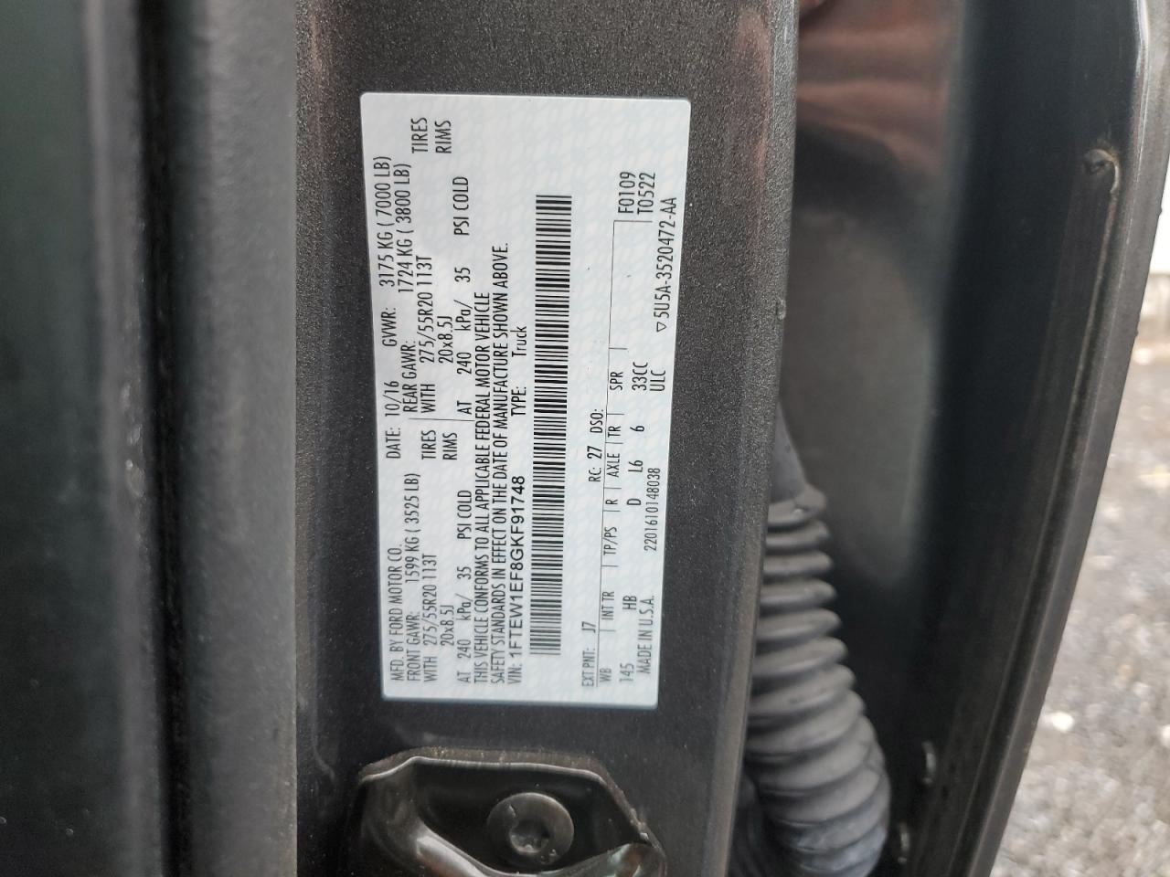 1FTEW1EF8GKF91748 FORD F-150 2016