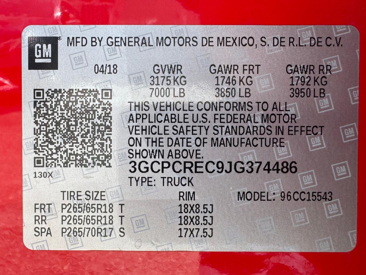 2018 Chevrolet Silverado C1500 Lt VIN: 3GCPCREC9JG374486 Lot: 44950235