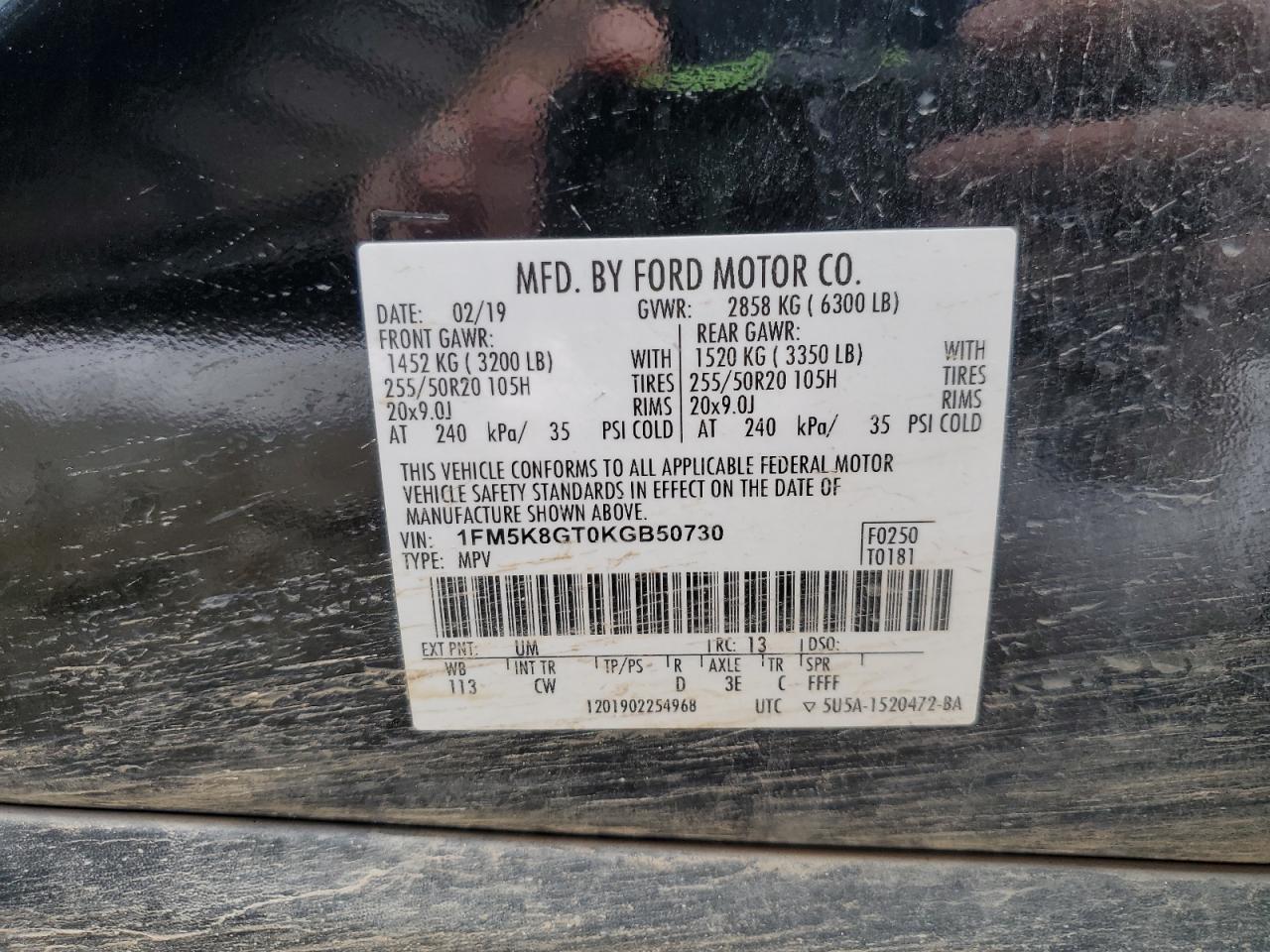 1FM5K8GT0KGB50730 FORD EXPLORER 2019