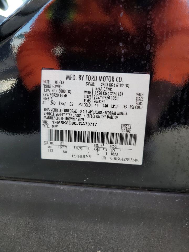 1FM5K8D80JGA78717 FORD EXPLORER 2018