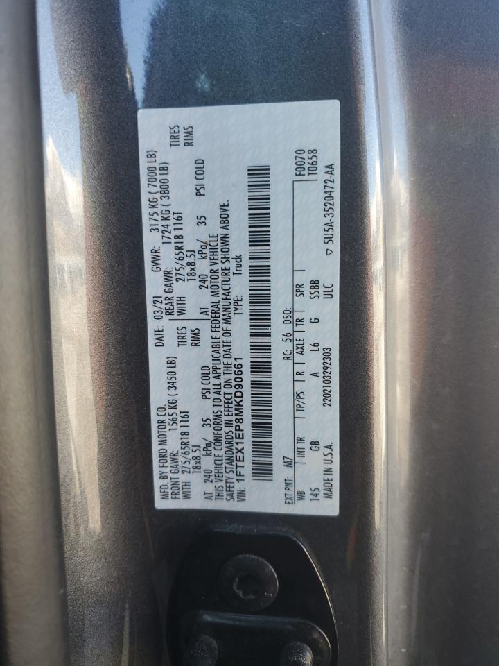1FTEX1EP8MKD90661 FORD F-150 2021