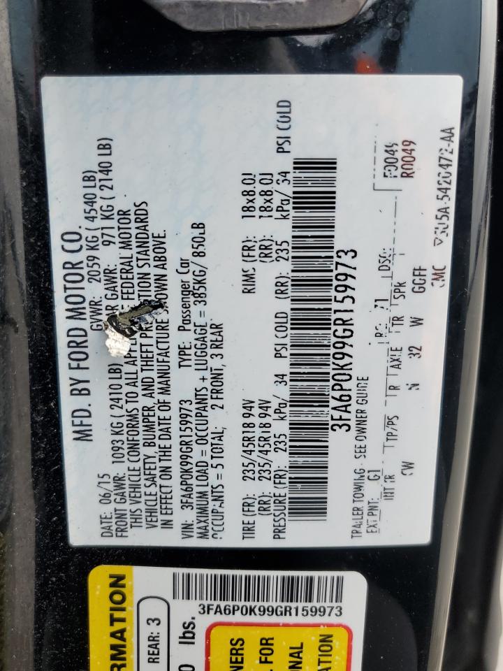 3FA6P0K99GR159973 FORD FUSION 2016