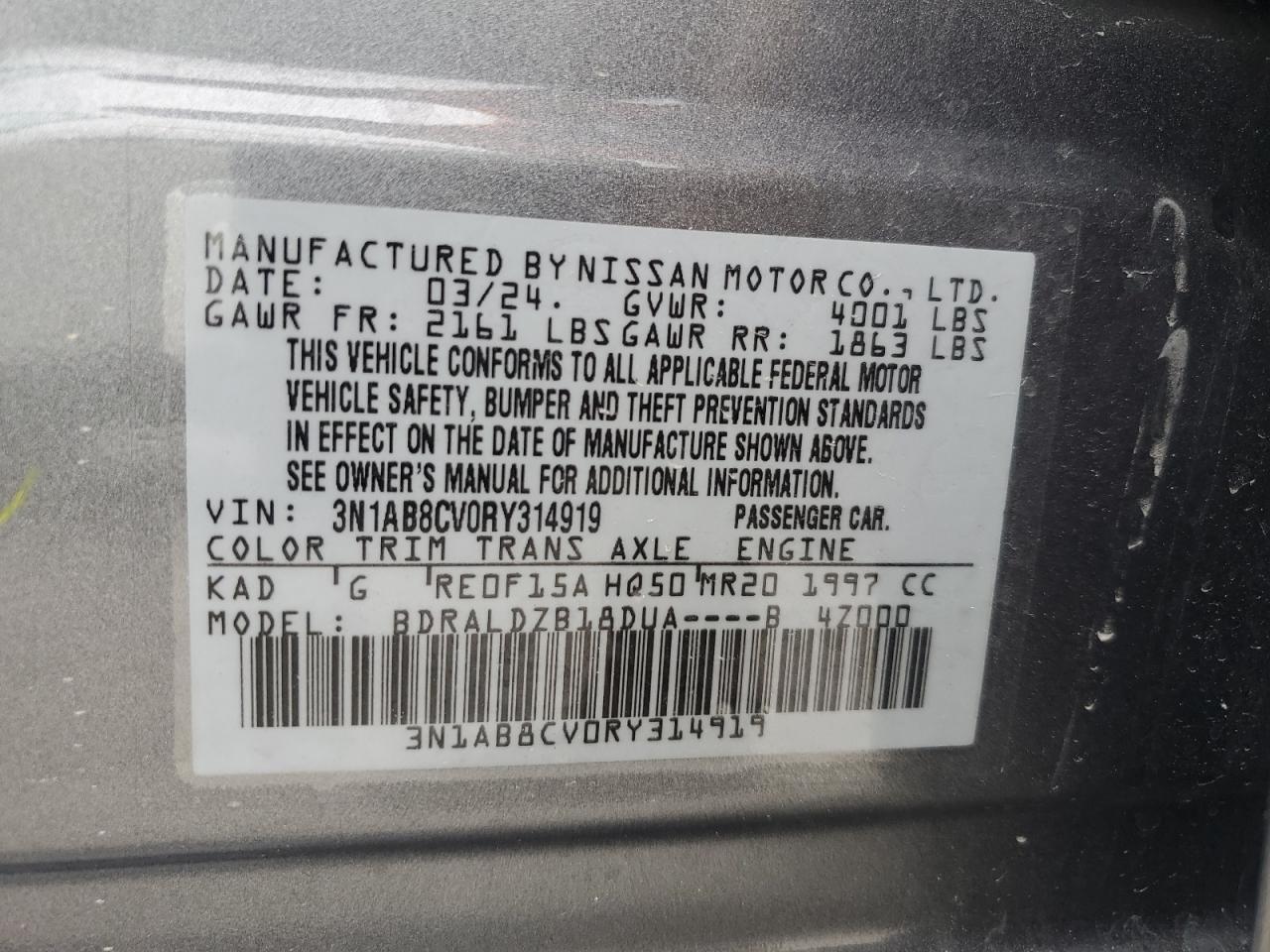 3N1AB8CV0RY314919 NISSAN SENTRA 2024