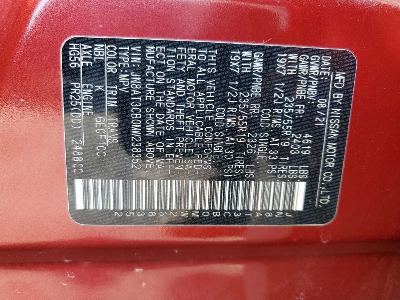 JN8AT3CB0MW238352 NISSAN ROGUE 2021