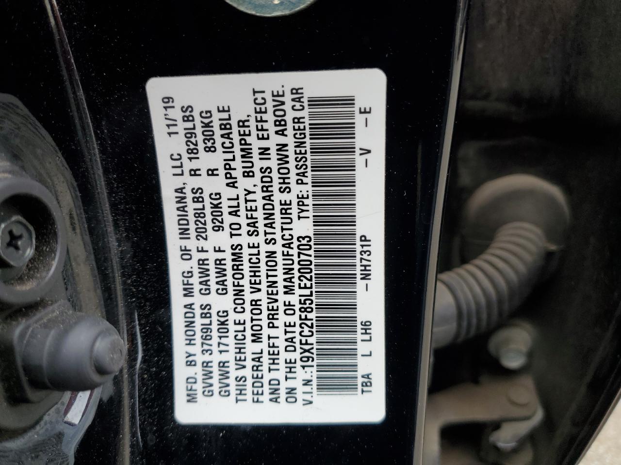 19XFC2F85LE200703 HONDA CIVIC 2020