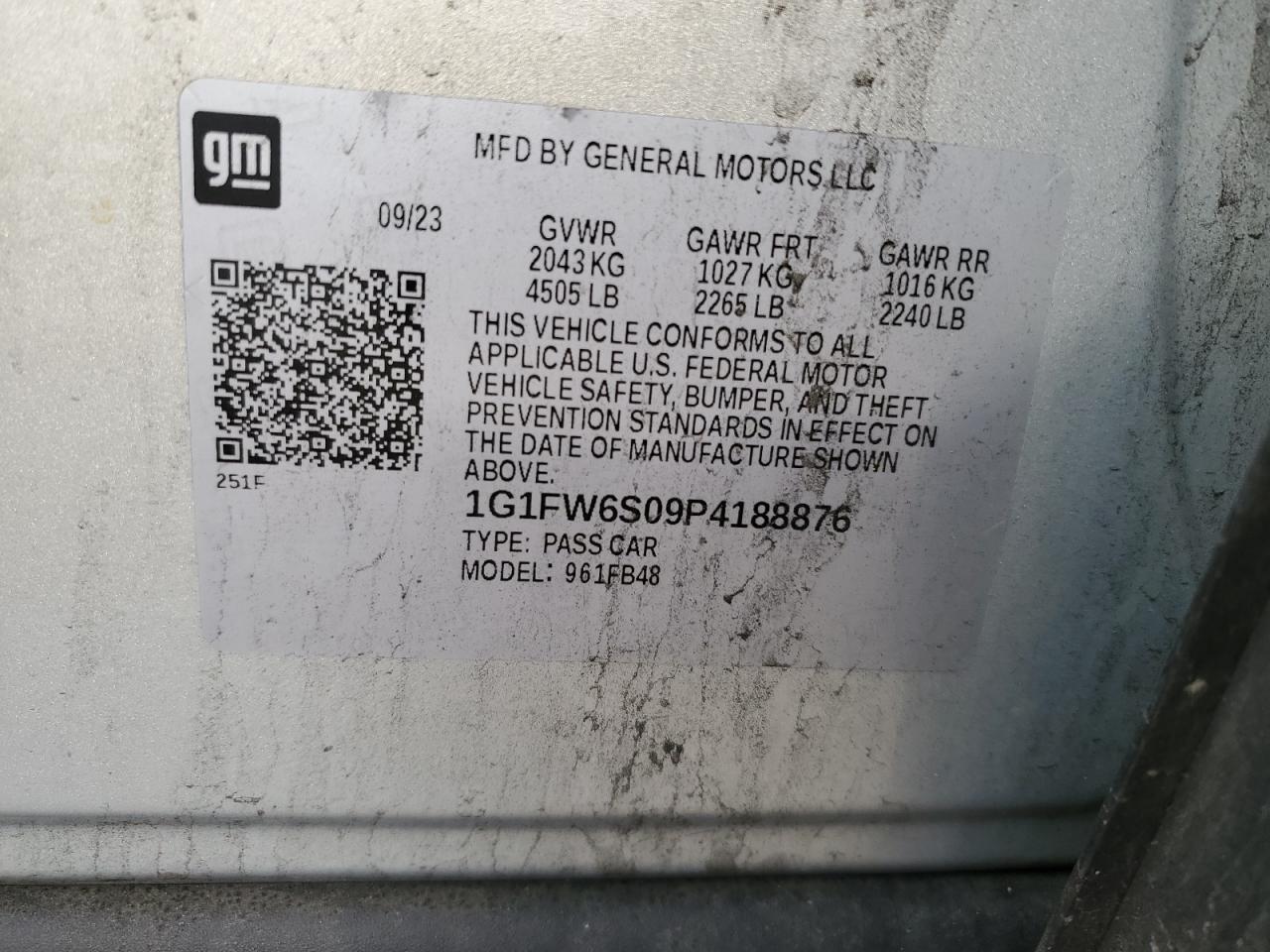 1G1FW6S09P4188876 CHEVROLET BOLT 2023