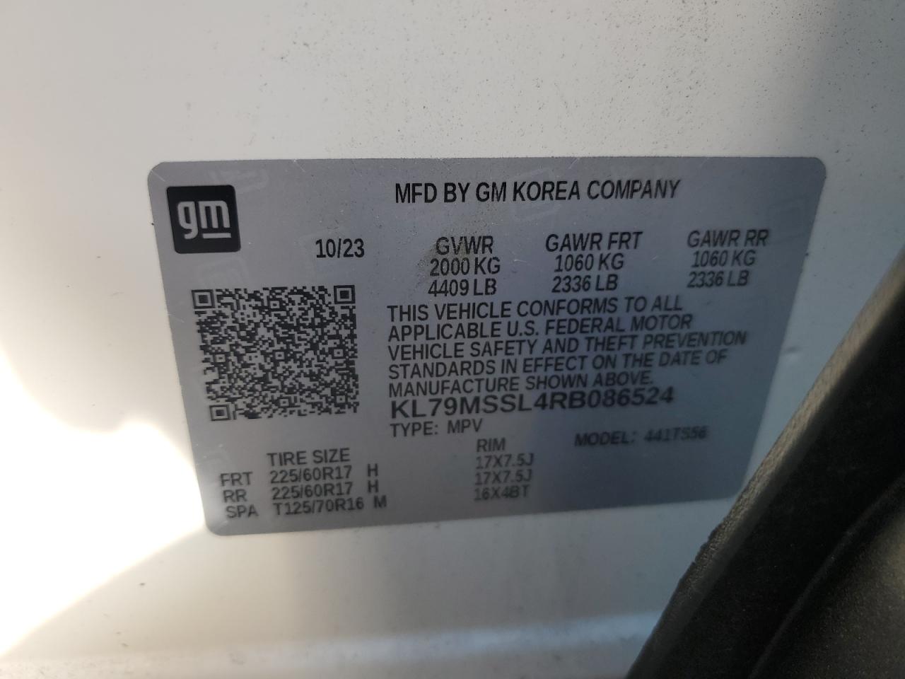 KL79MSSL4RB086524 CHEVROLET TRAILBLZR 2024