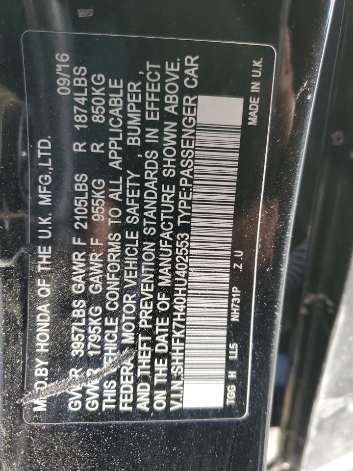SHHFK7H40HU402553 HONDA CIVIC 2017