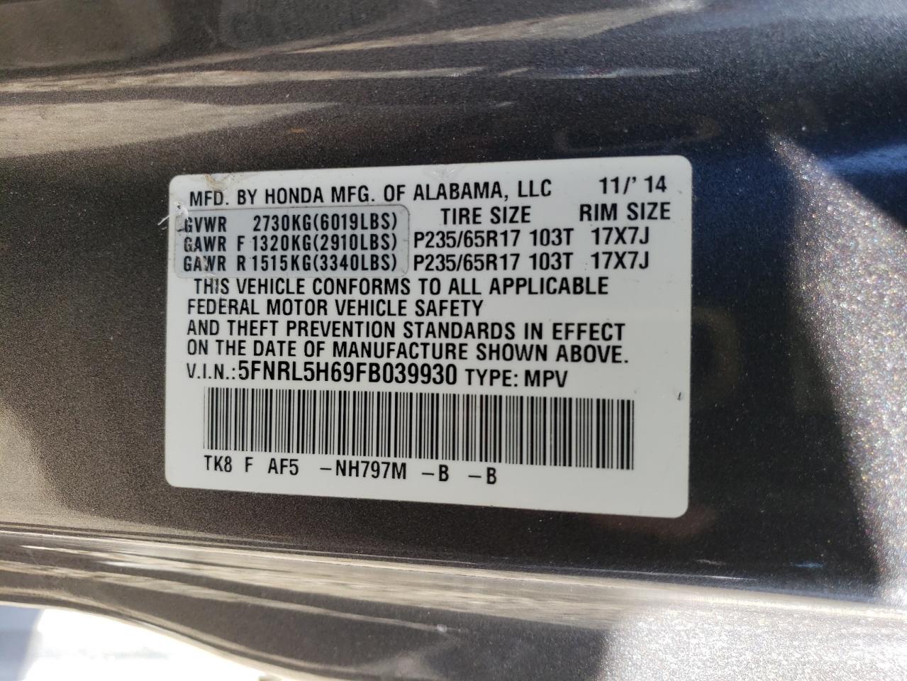 2015 Honda Odyssey - Image 14