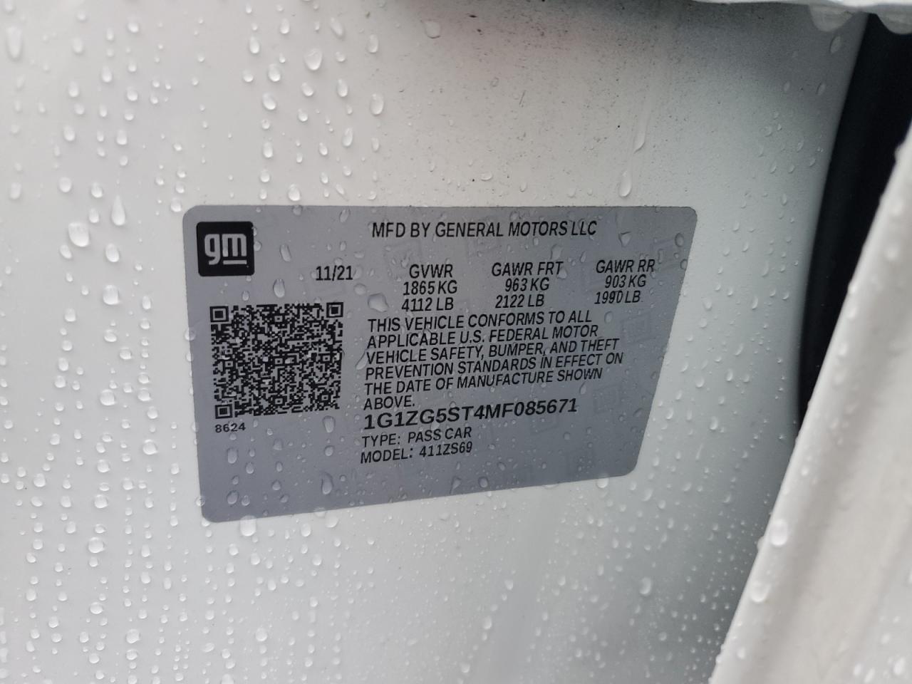 1G1ZG5ST4MF085671 CHEVROLET MALIBU 2021