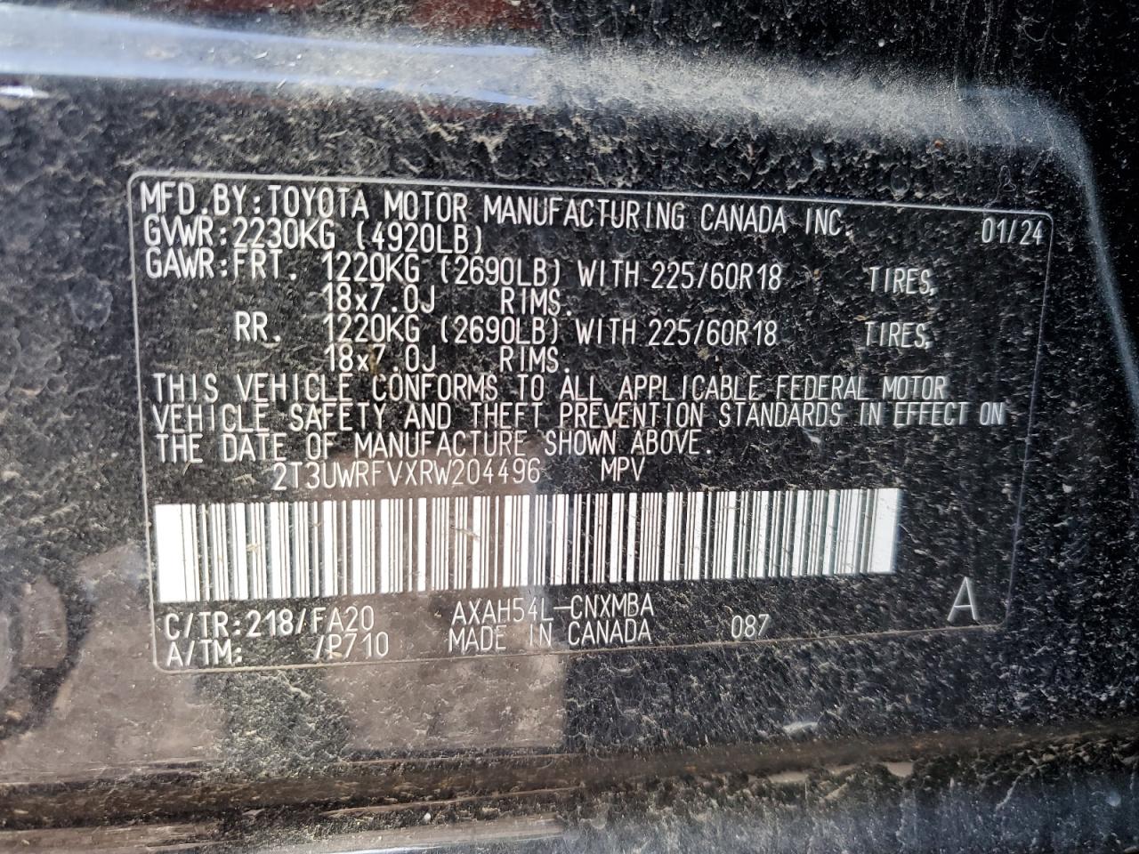 2T3UWRFVXRW204496 TOYOTA RAV4 WOODL 2024