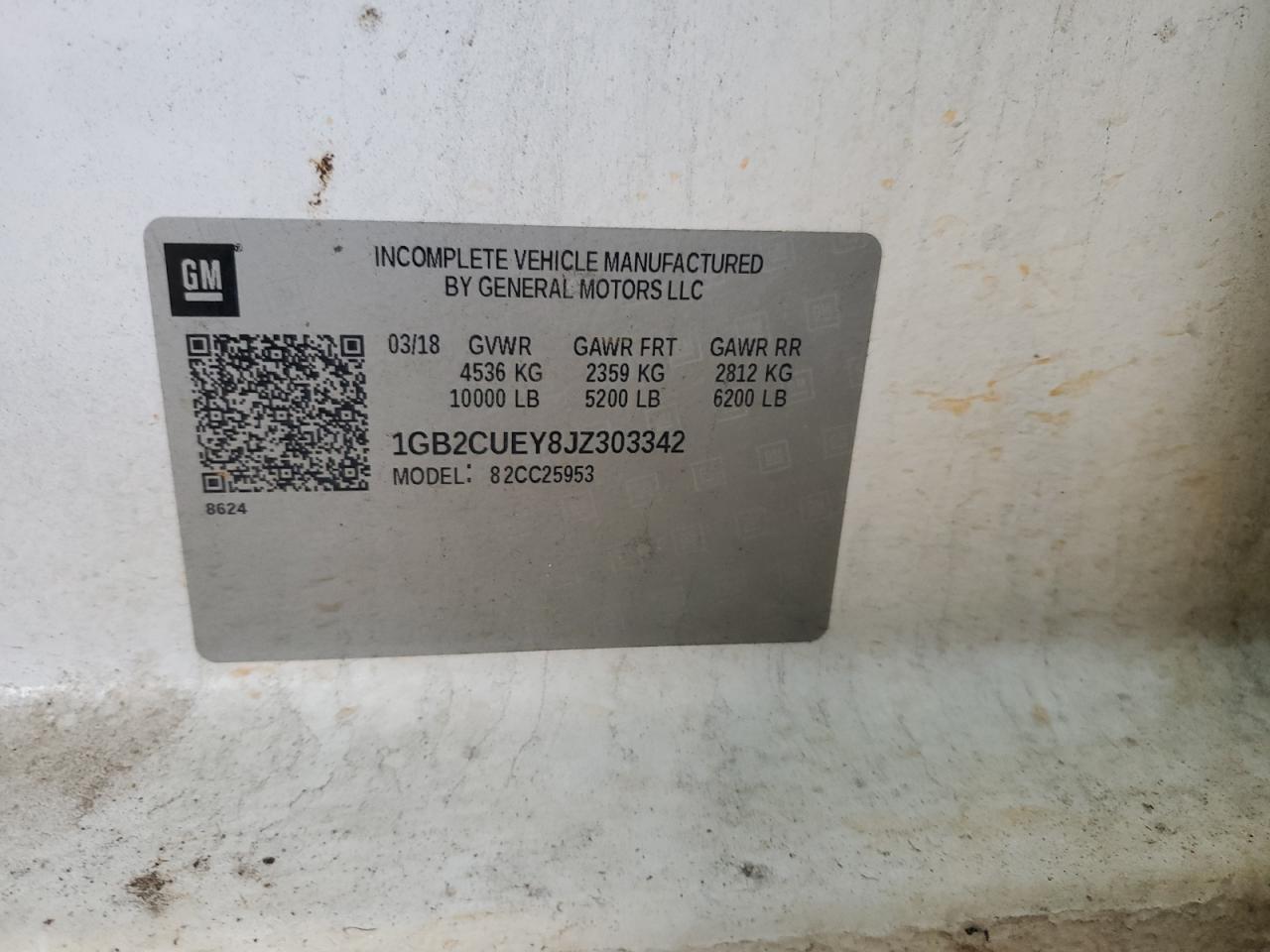 1GB2CUEY8JZ303342 CHEVROLET ALL Models 2018