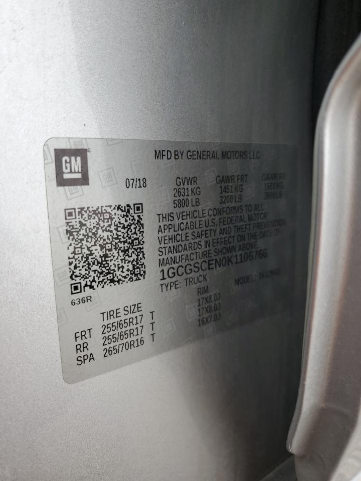 1GCGSCEN0K1106766 CHEVROLET COLORADO 2019