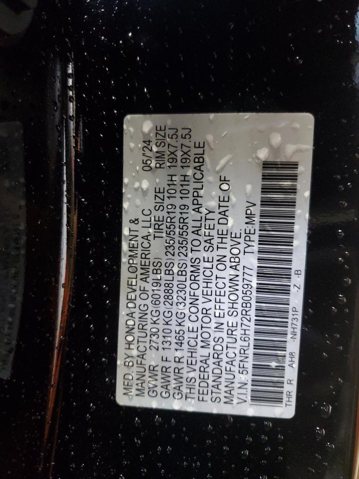 5FNRL6H72RB059777 HONDA ODYSSEY SP 2024