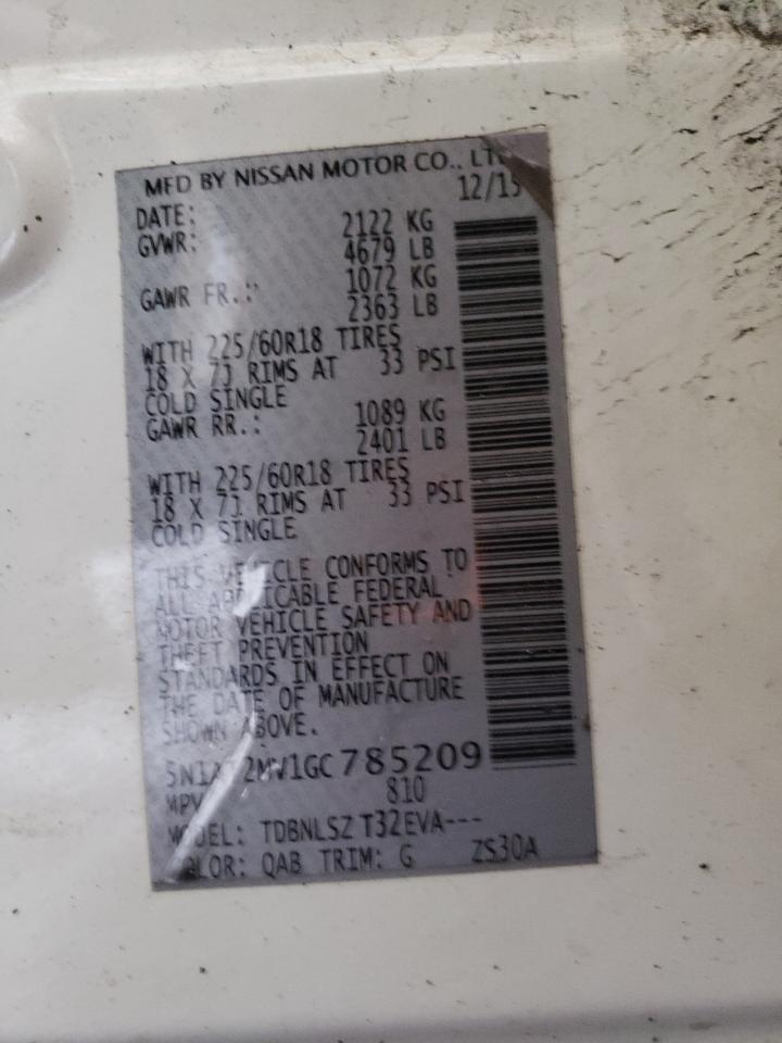5N1AT2MV1GC785209 NISSAN ROGUE 2016