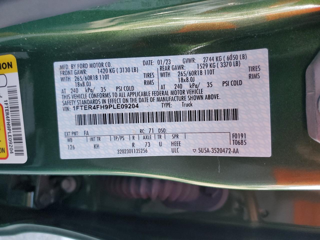 1FTER4FH9PLE09204 FORD RANGER 2023