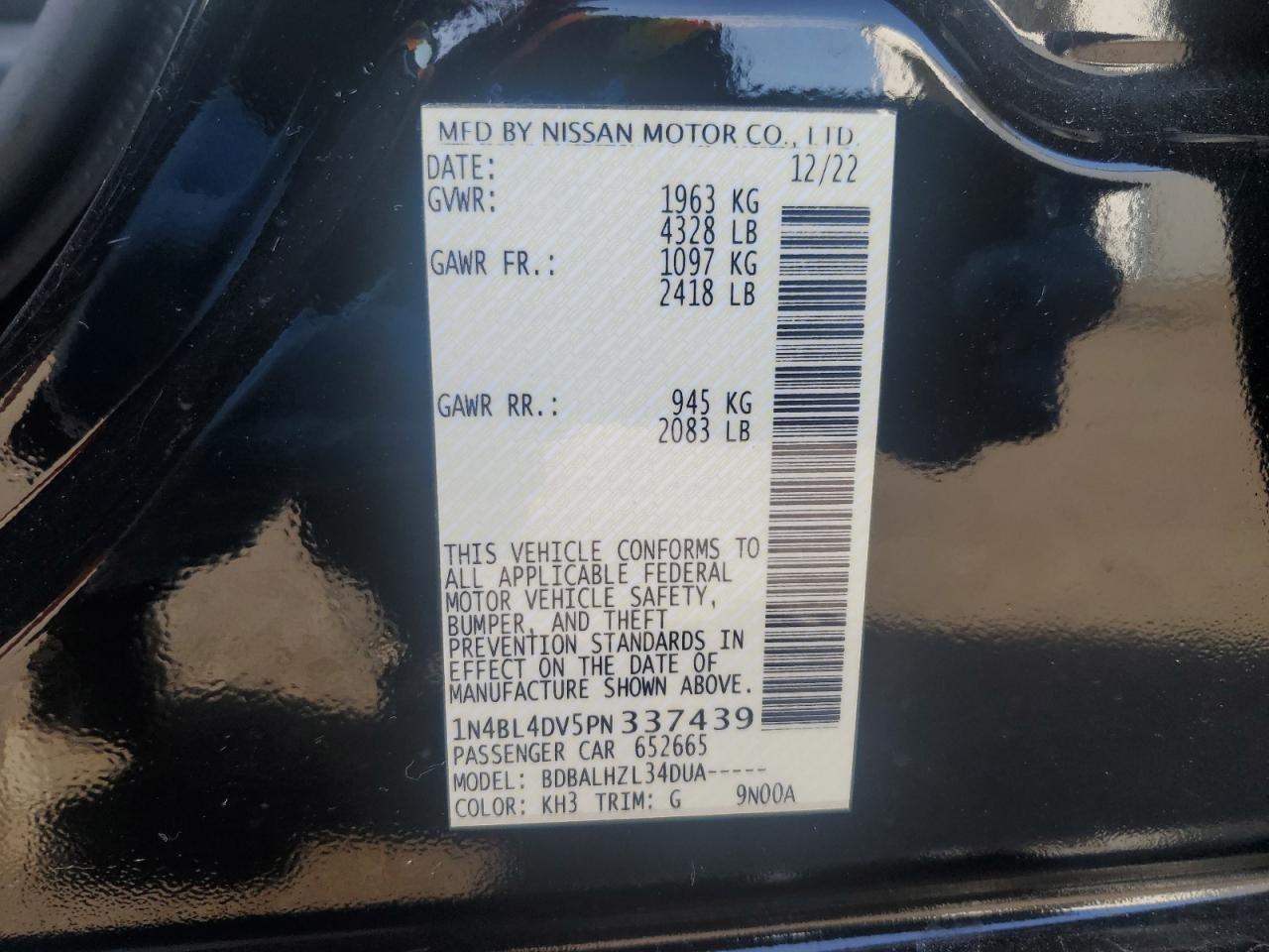 1N4BL4DV5PN337439 NISSAN ALTIMA 2023