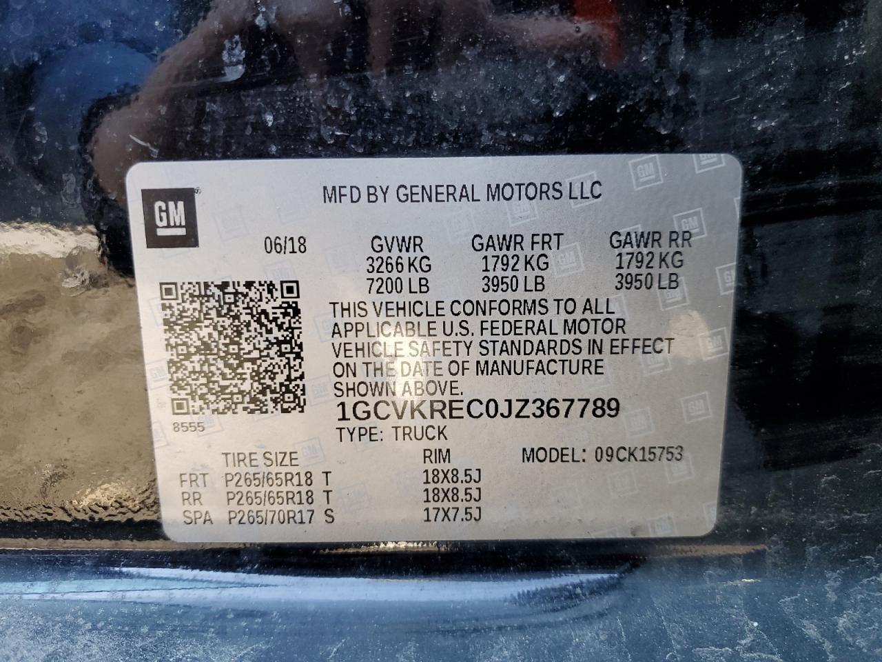 1GCVKREC0JZ367789 CHEVROLET ALL Models 2018