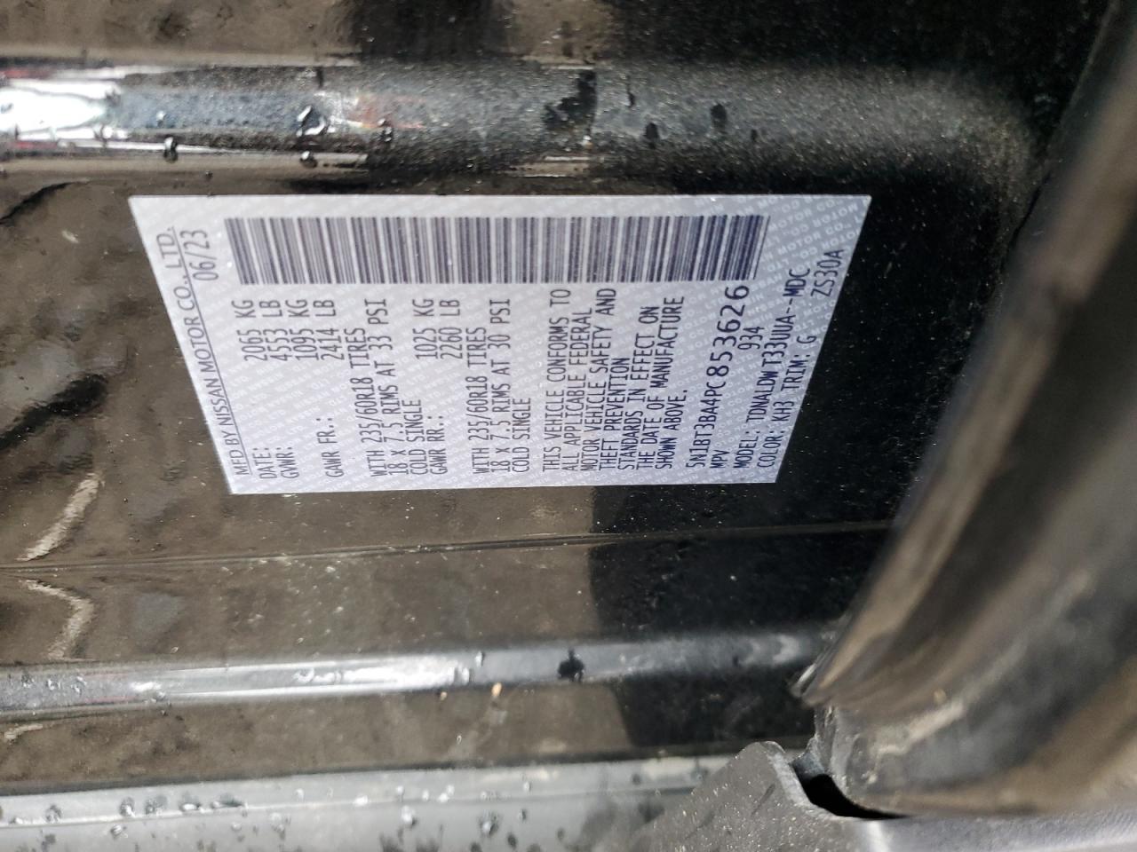 5N1BT3BA4PC853626 NISSAN ROGUE 2023
