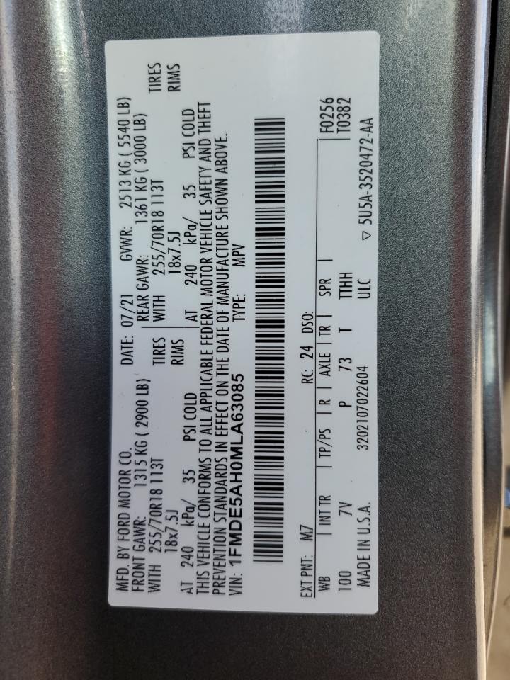 1FMDE5AH0MLA63085 FORD BRONCO 2021