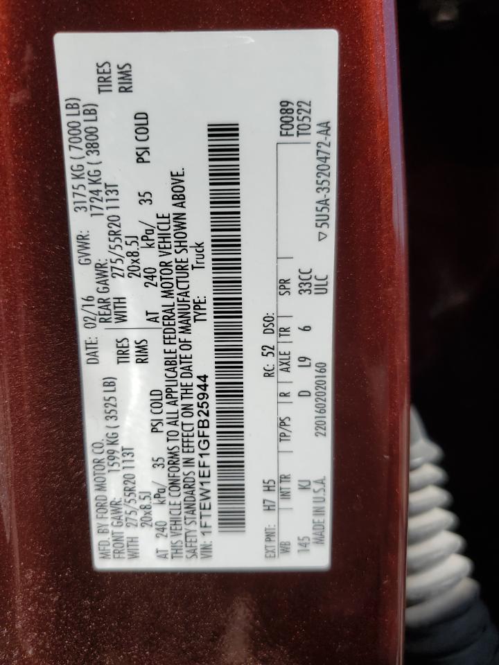 1FTEW1EF1GFB25944 FORD F-150 2016