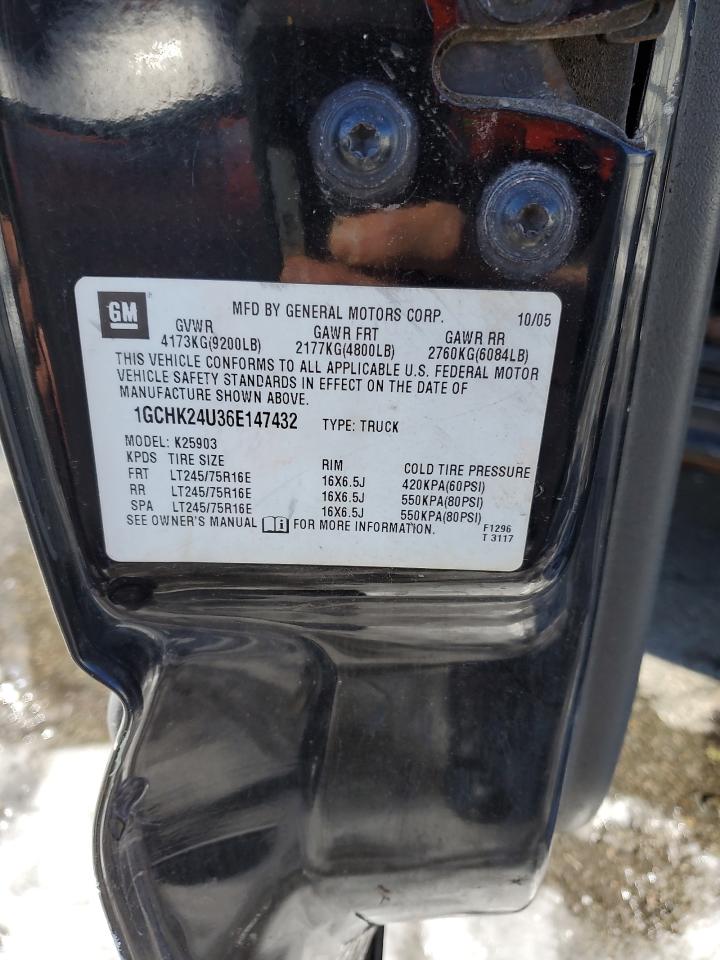 2006 Chevrolet Silverado K2500 Heavy Duty VIN: 1GCHK24U36E147432 Lot: 44751015