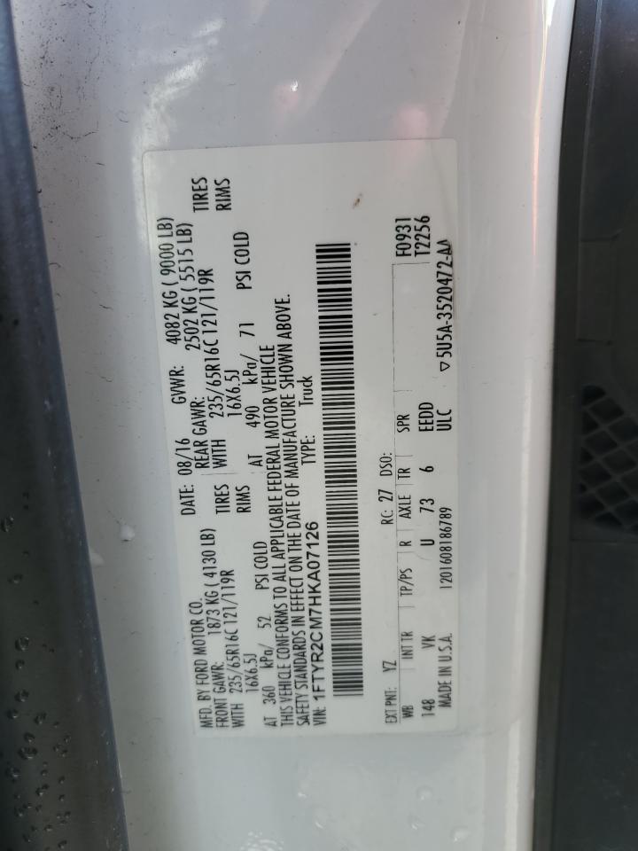1FTYR2CM7HKA07126 FORD TRANSIT 2017