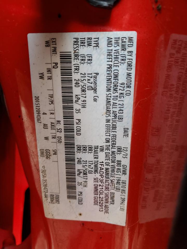 1FADP3F21GL252913 FORD FOCUS 2016