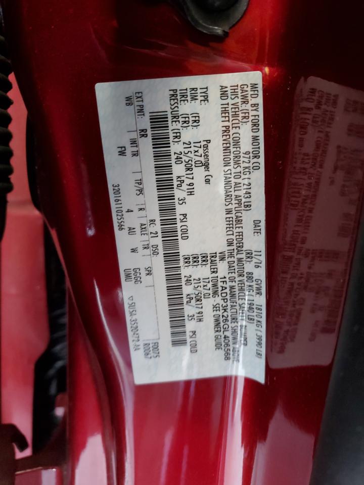 1FADP3K26GL406568 FORD FOCUS 2016