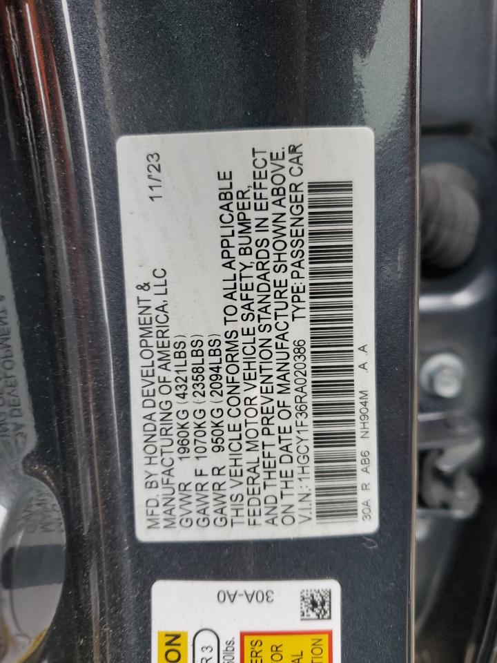 1HGCY1F36RA020386 HONDA ACCORD 2024