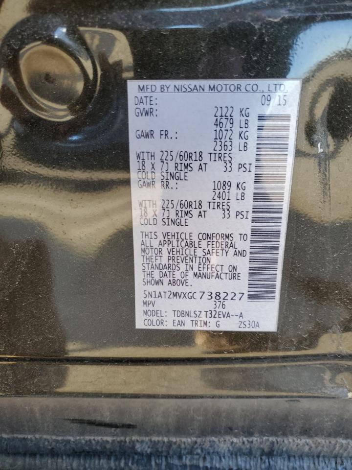 5N1AT2MVXGC738227 NISSAN ROGUE 2016
