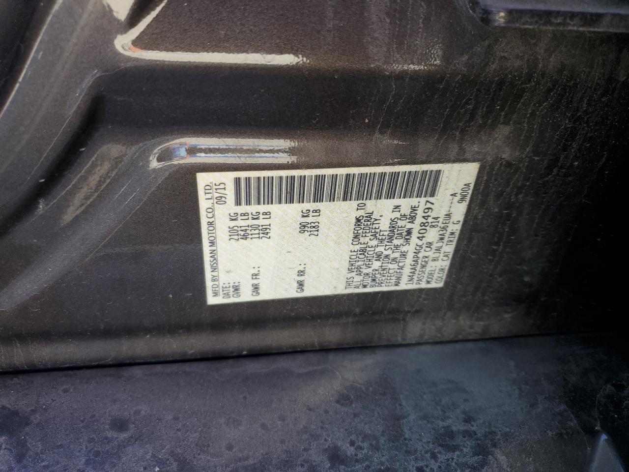 1N4AA6AP4GC408497 NISSAN MAXIMA 2016